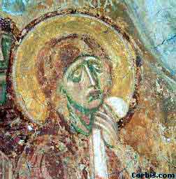 Detail of fresco showing Mary at the cricifixion