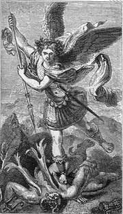 St. Michael & Satan, after Raphael: from a 19thC BCP