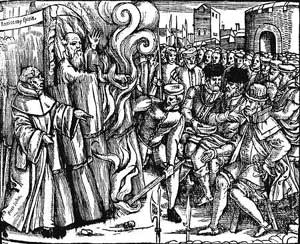 The martyrdom of Thomas Cranmer, from an old edition of Foxe's Book of Martyrs