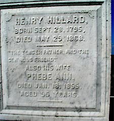 Gravestone of Henry & Phebe Ann Hillard